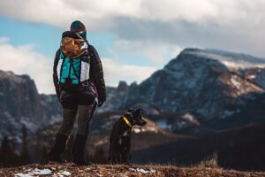 Backpacker with dog